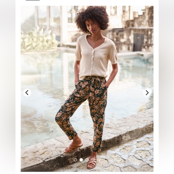 Garnet Hill Ahra Organic Cotton Trousers Size Small - Picture 1 of 16